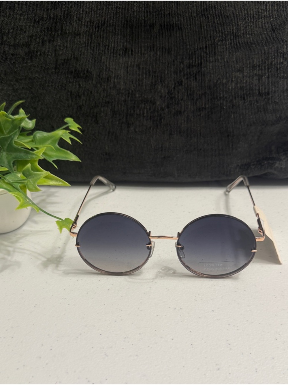 a new day Round Sunglasses with Black Gradient Lenses and Gold Frame - Picture 3 of 3
